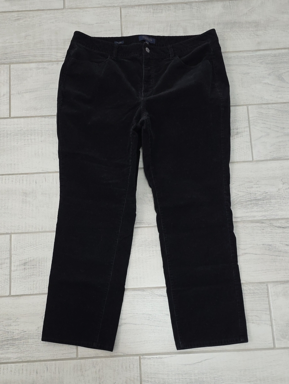Talbots Petites Corduroy Women's Size 16W Petite Black Straight Leg Stretch